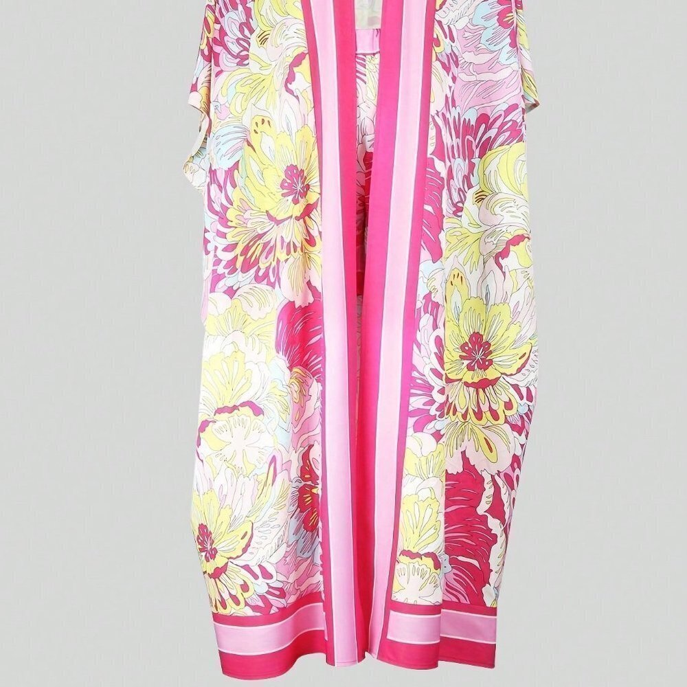Multicolor Boho Womens Floral Print Batwing Sleeve Coat & Short - Picture 4 of 4
